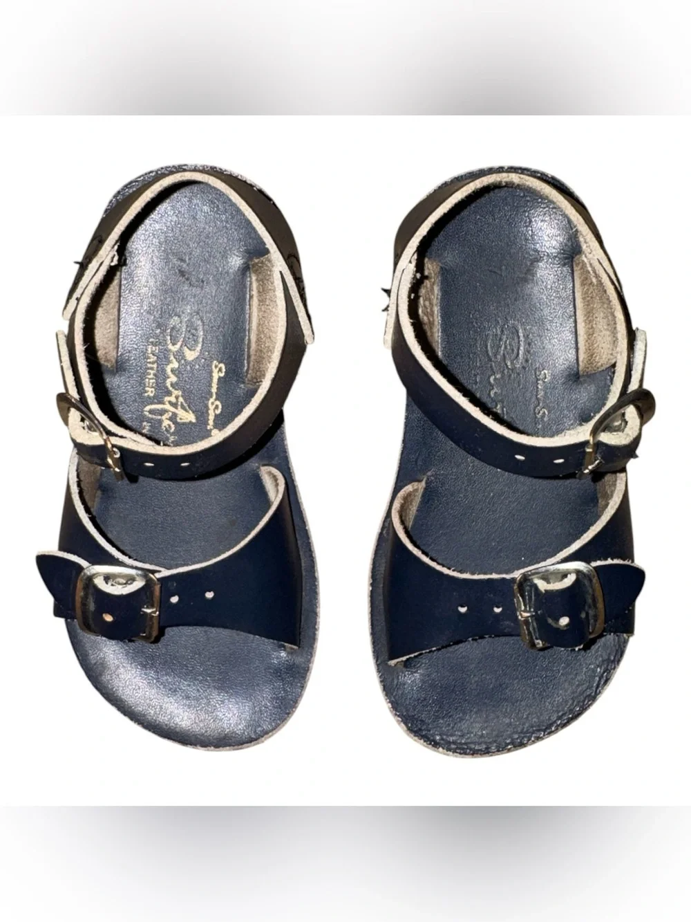 Kids Sun San Navy Buckle Sandals - Classic Adjustable Straps size 7